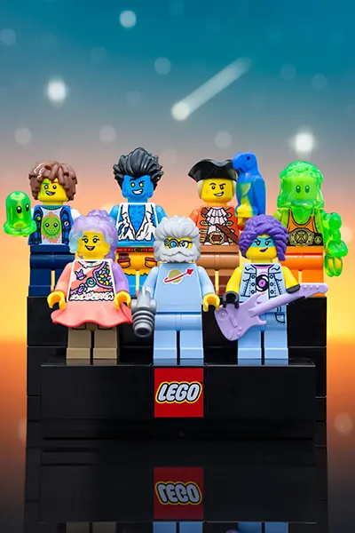 Group of LEGO minifigures from the June 2025 Build-a-Minifigure lineup