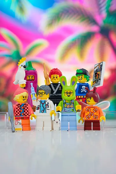 Colorful LEGO minifigures from the May 2025 Build-a-Minifigure lineup